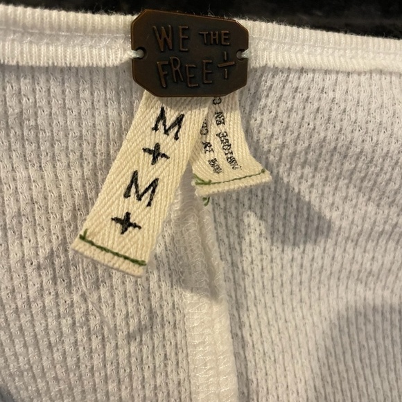 Waffle Knit White Long Sleeve Top With Boho Pattern On Sleeve - Picture 15 of 15